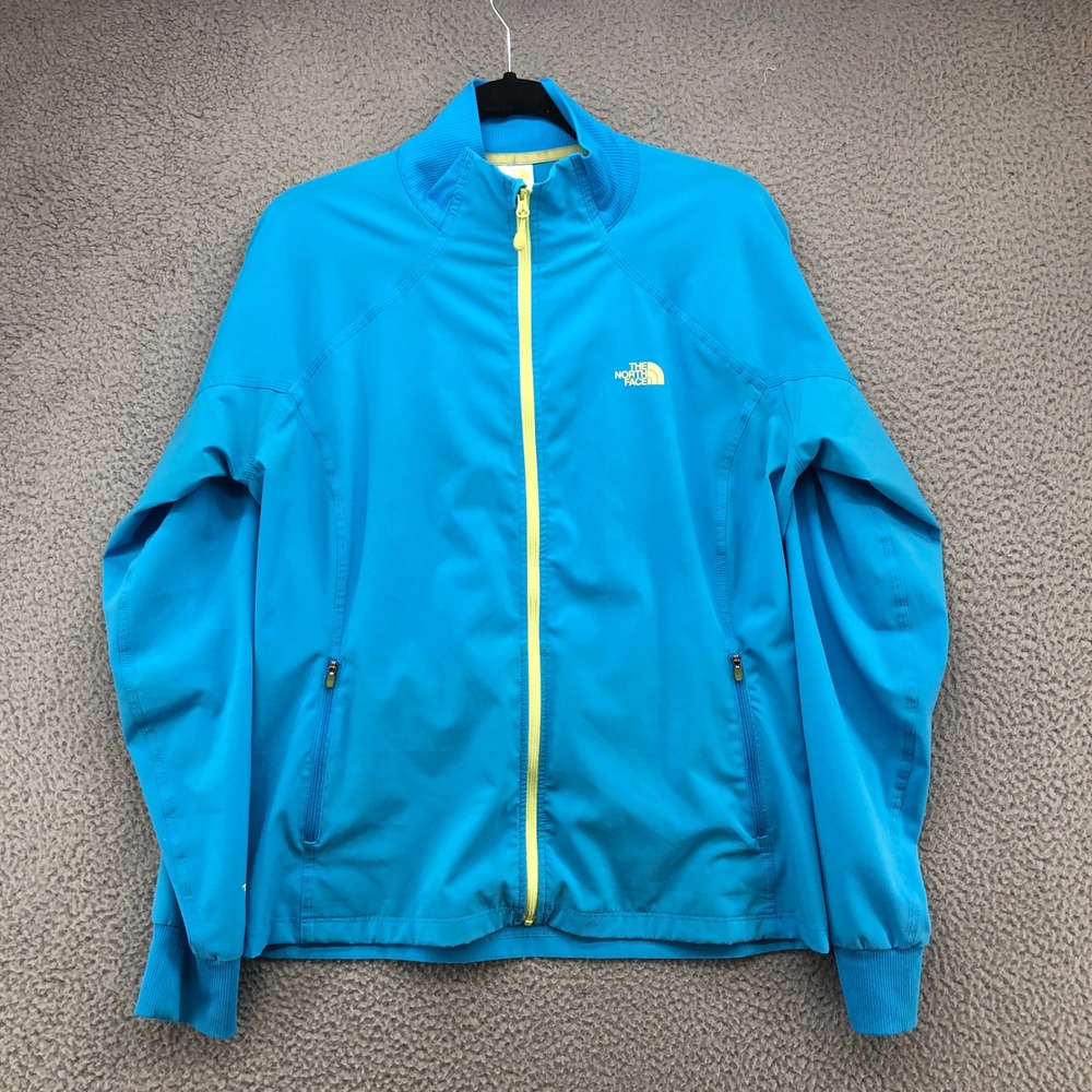 The North Face Track Jacket Womens Large L Blue Full Zip Mock Neck Activewear
